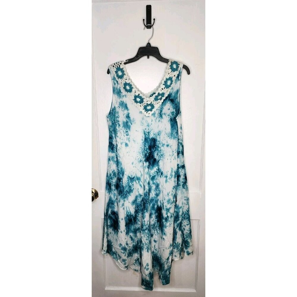 Advance Apparels Womens Tie Dye Midi Dress Crochet Detail OSFM Boho Travel